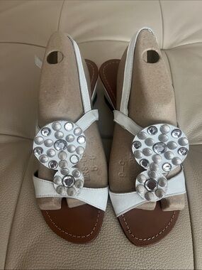 Women's White Low Wedge Sandals